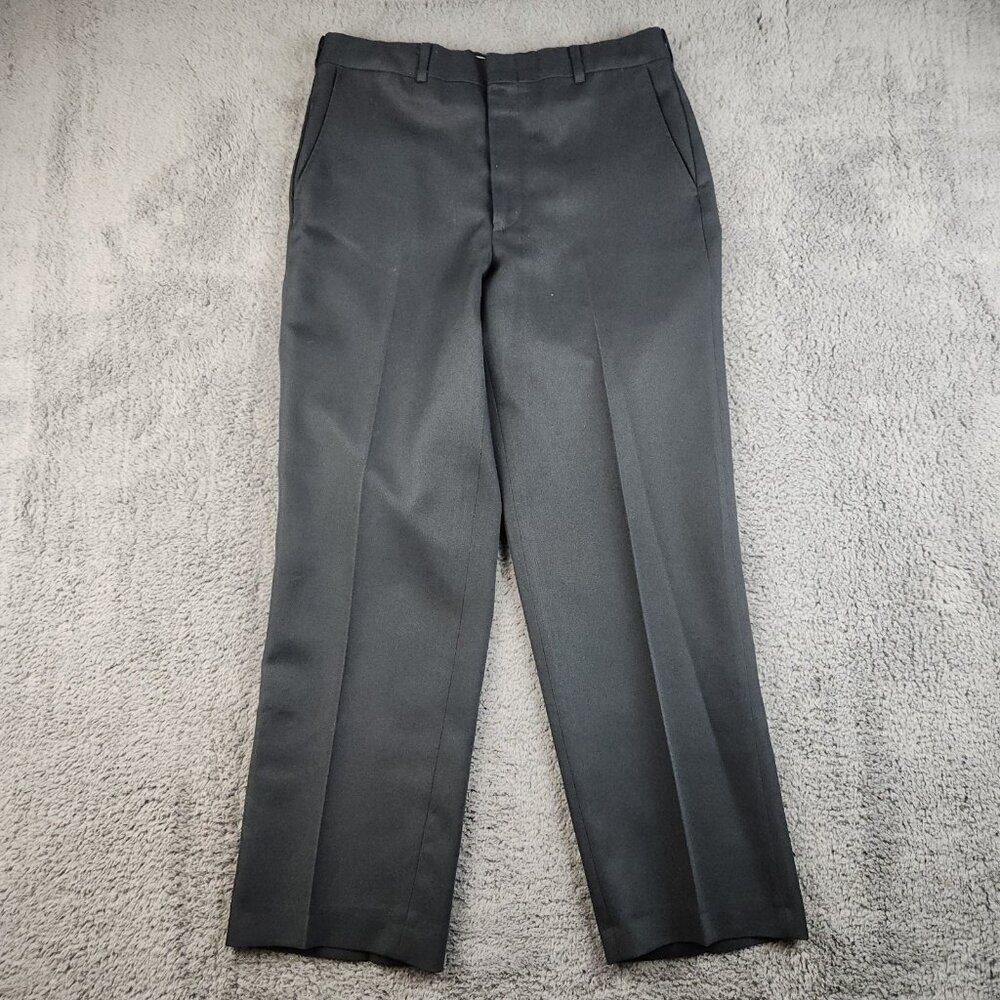 Vintage Sears Perma-Prest Gray Dress Pants 33x28 Mens USA Straight Leg Polyester